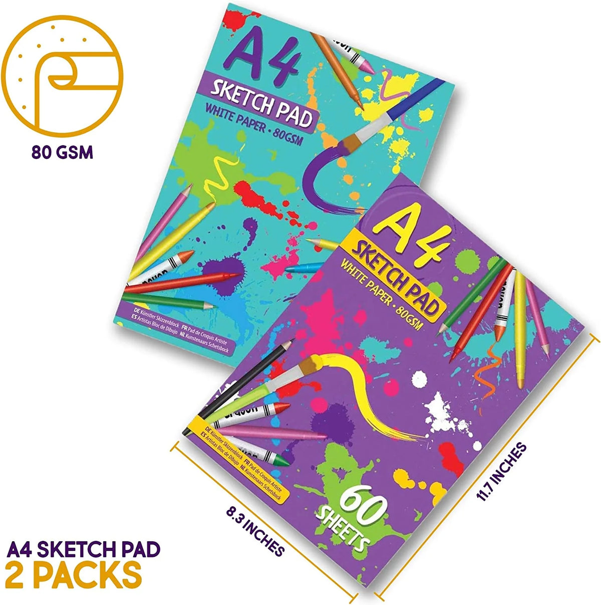 A4 Sketchbook | 60 Sheets 80 GSM Drawing Paper for Kids 7