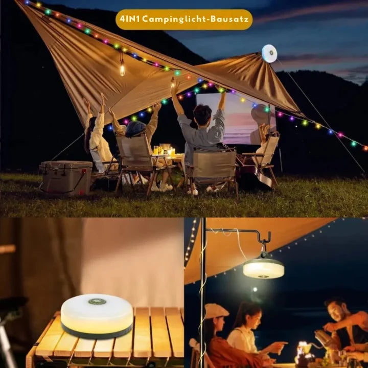 4-in-1 Camping Lantern with 10m RGB String Lights 6