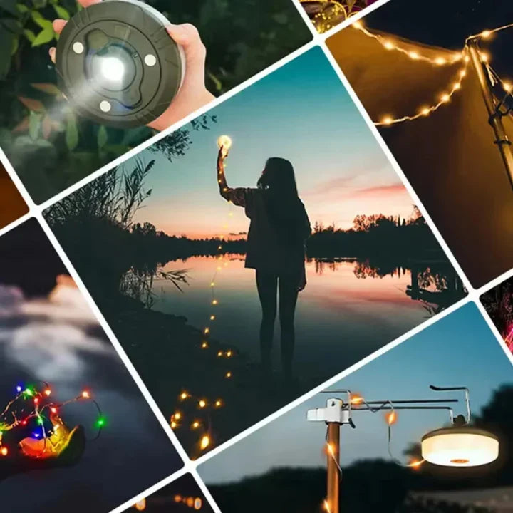 4-in-1 Camping Lantern with 10m RGB String Lights 7