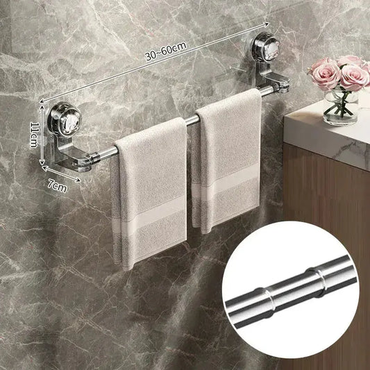 Adjustable Towel Rack Silver with Strong Suction Cups 0