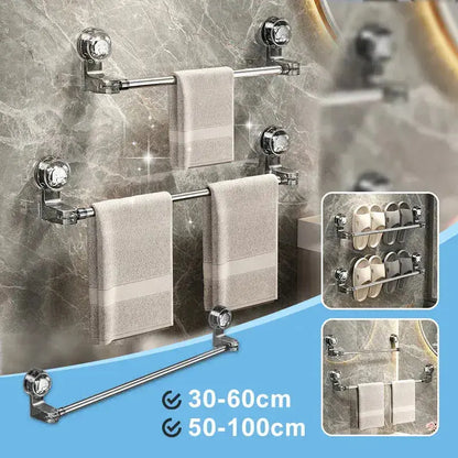 Adjustable Towel Rack Silver with Strong Suction Cups 1