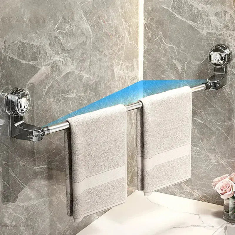 Adjustable Towel Rack Silver with Strong Suction Cups 2