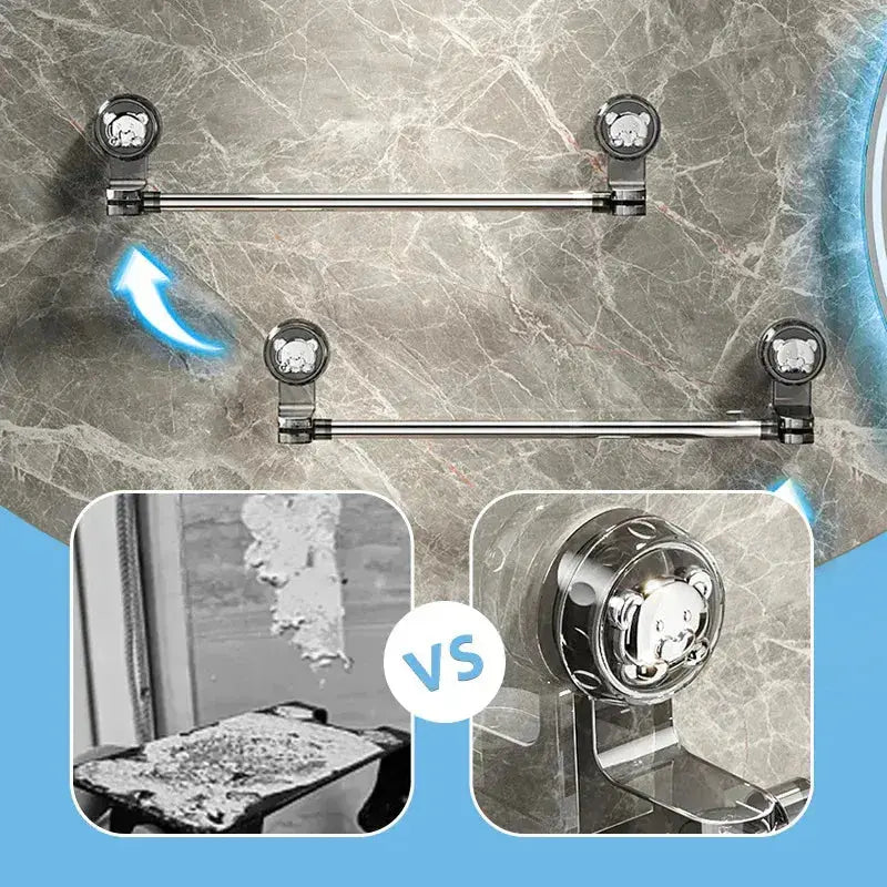 Adjustable Towel Rack Silver with Strong Suction Cups 3