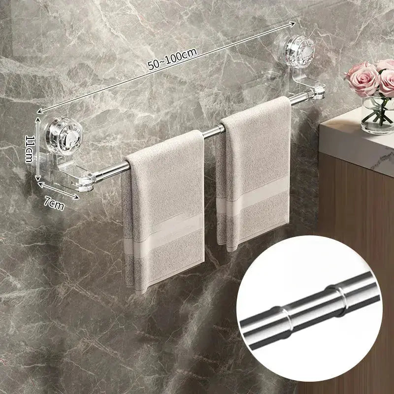 Adjustable Towel Rack Silver with Strong Suction Cups 6