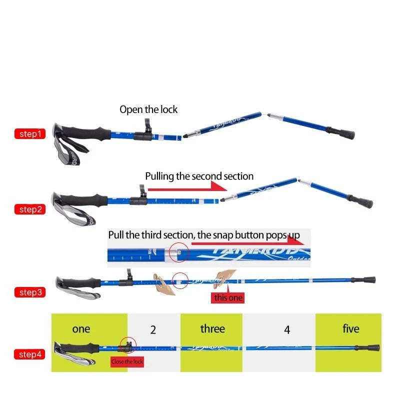 Adjustable Trekking Poles | Foldable Lightweight Hiking Sticks 3