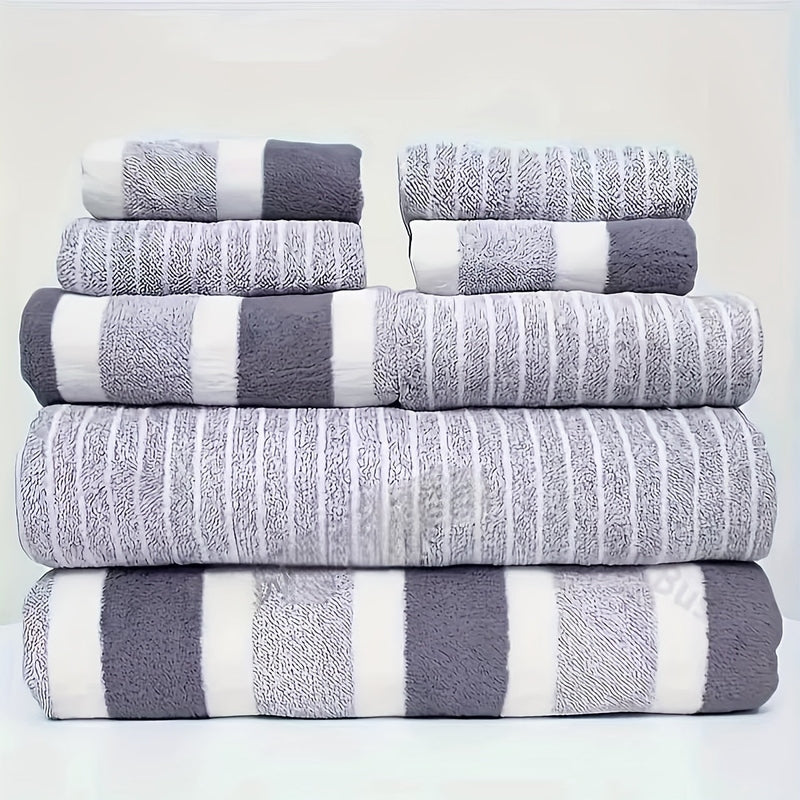 AquaPlush Deluxe Coral Fleece Bath Towel Set | 8-Piece Towels
