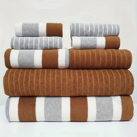AquaPlush Deluxe Coral Fleece Bath Towel Set | 8-Piece Towels