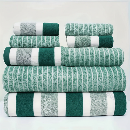 AquaPlush Deluxe Coral Fleece Bath Towel Set | 8-Piece Towels
