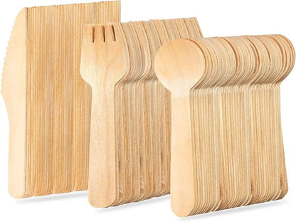 Biodegradable Wooden Cutlery Set | 300 Pieces Utensils 0
