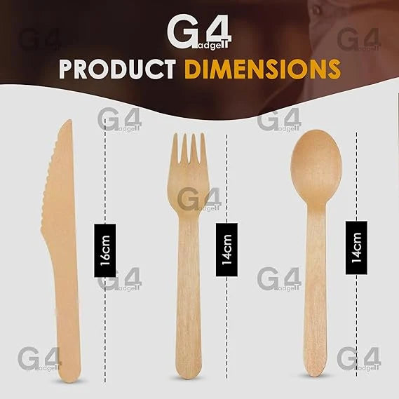 Biodegradable Wooden Cutlery Set | 300 Pieces Utensils 4