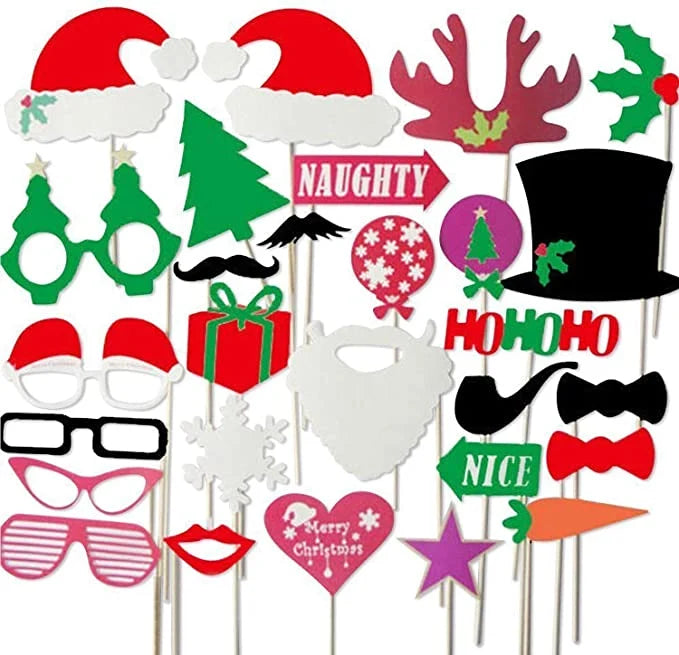 Christmas Selfie Props Set | 27-Piece Photo Booth Accessories 1