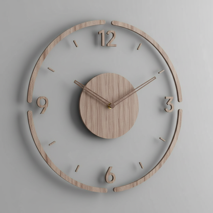 Clocky Silent Wall Clock | Modern Wall Clock 35 cm Natural Wood