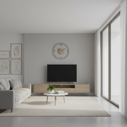 Clocky Silent Wall Clock | Modern Wall Clock 35 cm Natural Wood