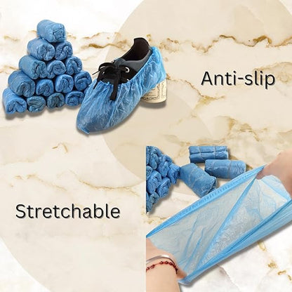 Disposable Shoe Covers Blue | Anti-Slip Overshoes 30-Pack 1