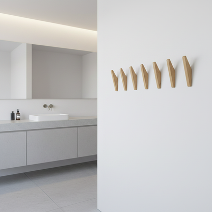 ElmHooks | Set of 6 Minimalist Wooden Wall Hooks
