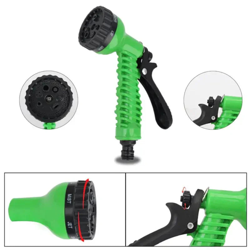 Expandable Garden Hose with 7-Function Spray Gun Green 5