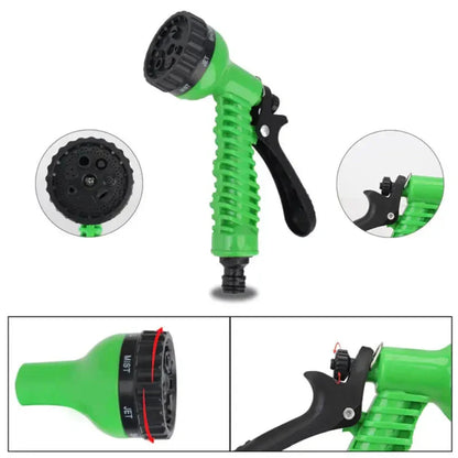 Expandable Garden Hose with 7-Function Spray Gun Green 5