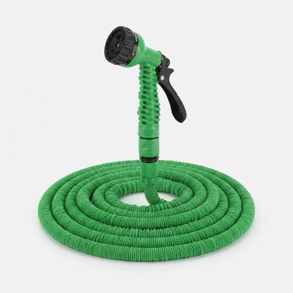 Expandable Garden Hose with 7-Function Spray Gun Green 6