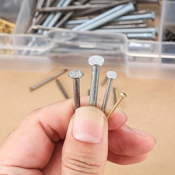 Flat Head Steel Nails | 250 Pcs Assorted Sizes for Woodworking 4