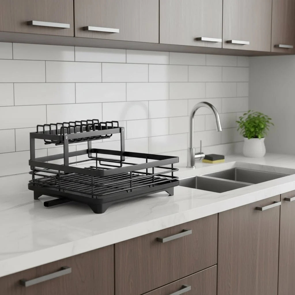 Foldable Stainless Steel Dish Rack | Space-Saving Kitchen Organizer 1