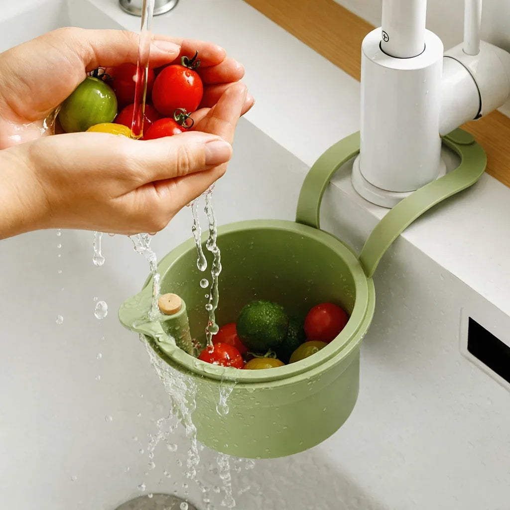Hanging Draining Basket with Two-Part Filter System 0