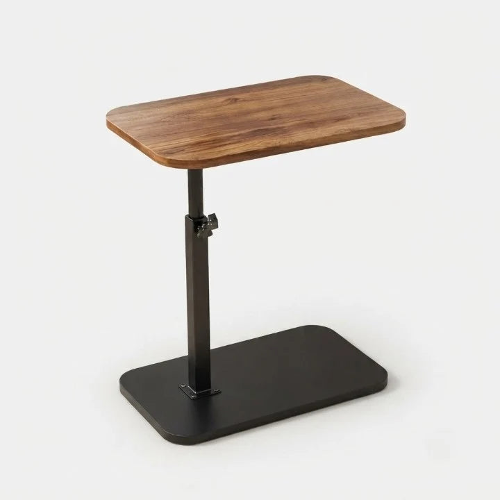 Height-Adjustable Side Table | Wooden Top Metal Frame 0