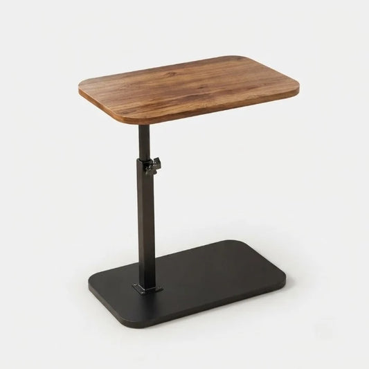 Height-Adjustable Side Table | Wooden Top Metal Frame 0