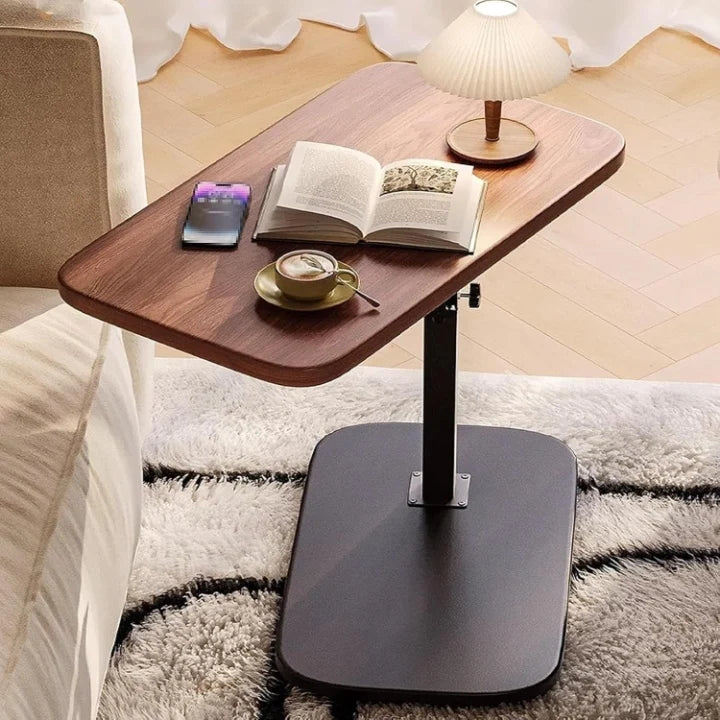 Height-Adjustable Side Table | Wooden Top Metal Frame 3