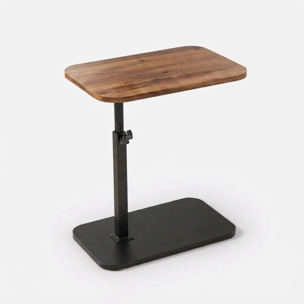 Height-Adjustable Side Table | Wooden Top Metal Frame 8