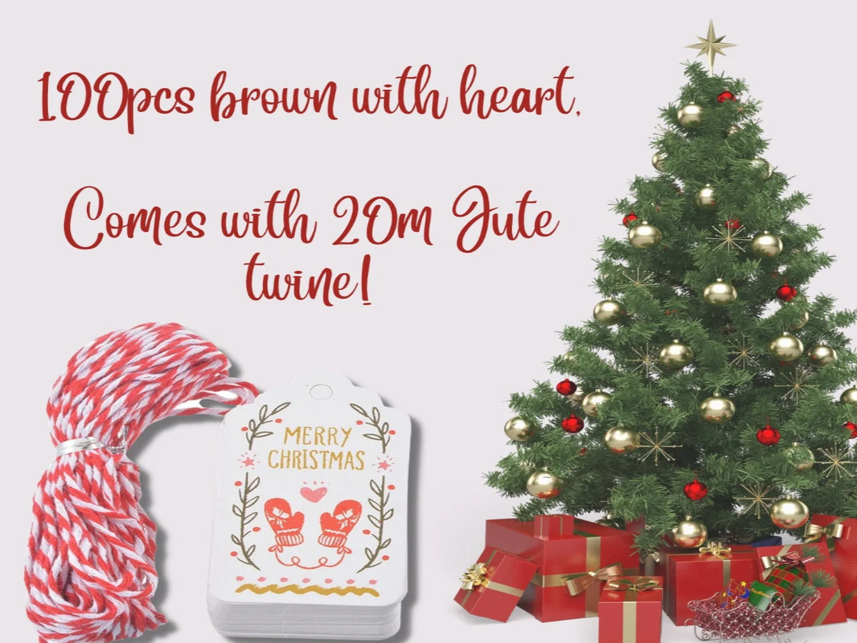 Kraft Heart Gift Tags Set of 100 | Rustic Jute Twine Included 1