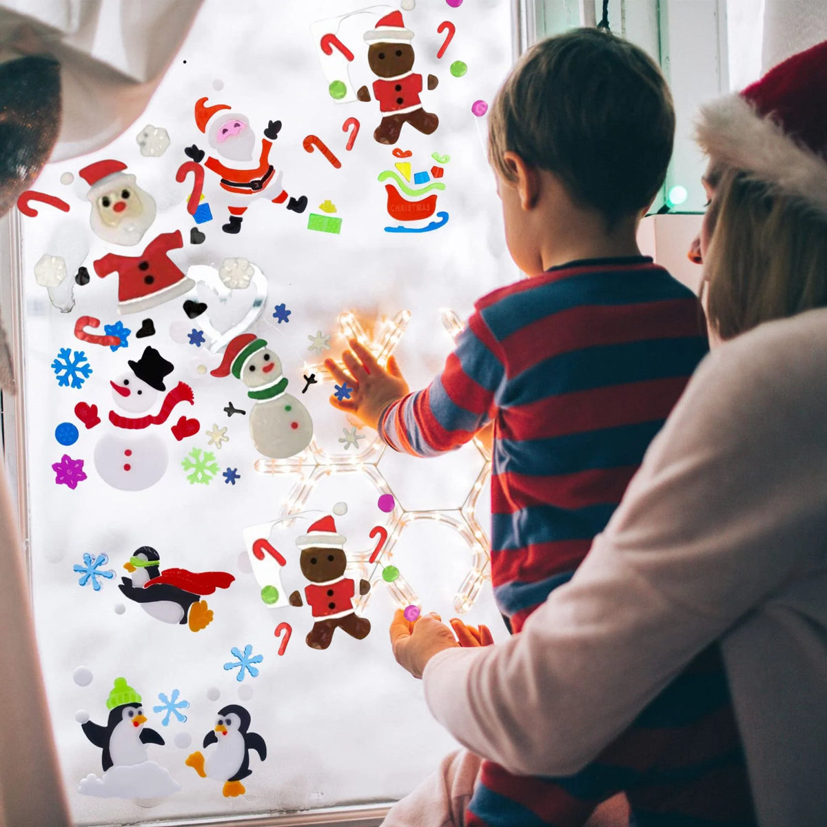 Large Christmas Gel Window Stickers | Festive Window Decals 0