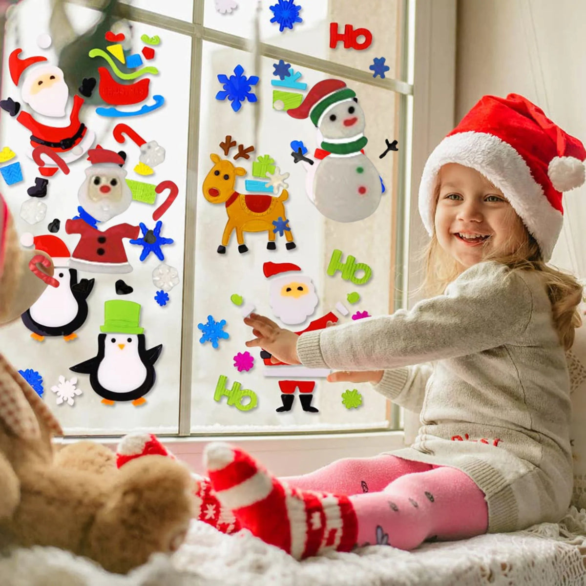 Large Christmas Gel Window Stickers | Festive Window Decals 4