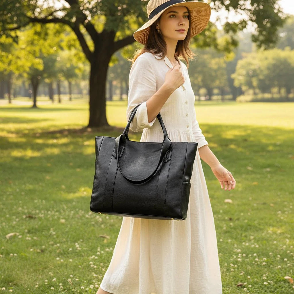 Leather Shoulder Bag Elegant Retro Style Smooth Surface 1