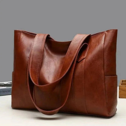 Leather Shoulder Bag Elegant Retro Style Smooth Surface 3