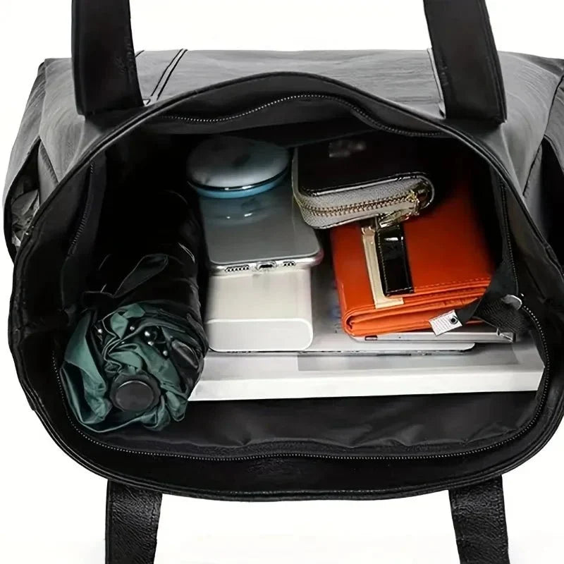 Leather Shoulder Bag Elegant Retro Style Smooth Surface 4