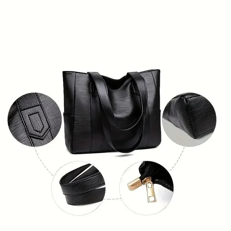 Leather Shoulder Bag Elegant Retro Style Smooth Surface 5