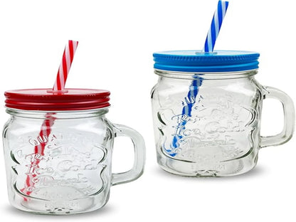 Mason Jar Drinking Glasses Set of 2 | 500ml Durable Jars 0