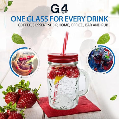 Mason Jar Drinking Glasses Set of 2 | 500ml Durable Jars 4