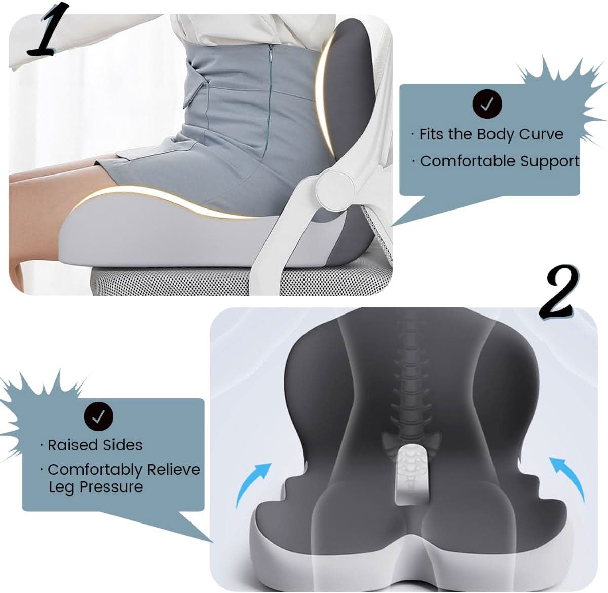Memory Foam Seat Cushion | Ergonomic Comfort Pad 3