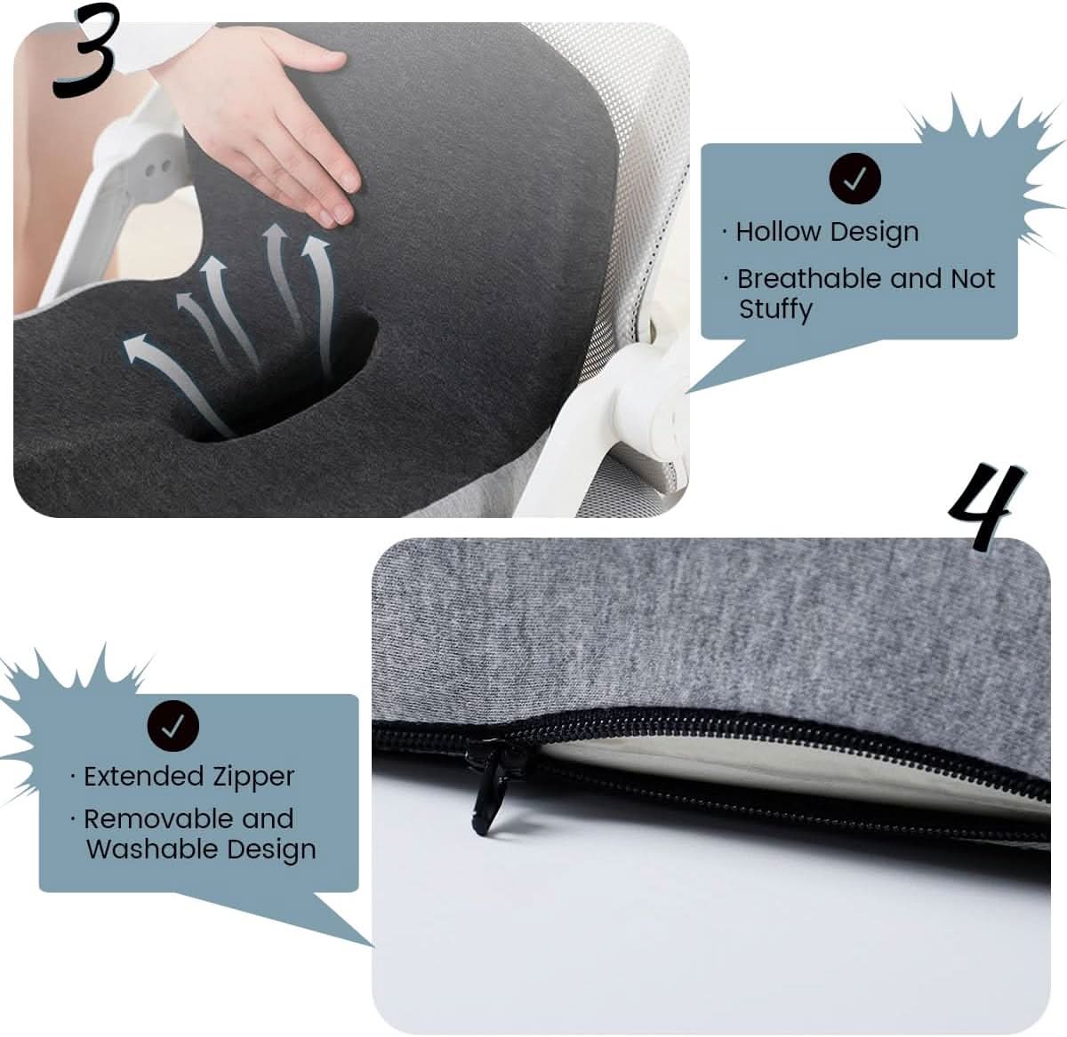 Memory Foam Seat Cushion | Ergonomic Comfort Pad 4