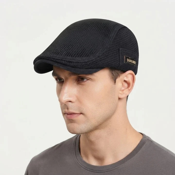 Men's Cotton Flat Cap with Mesh Ventilation Adjustable 58-59 cm 0