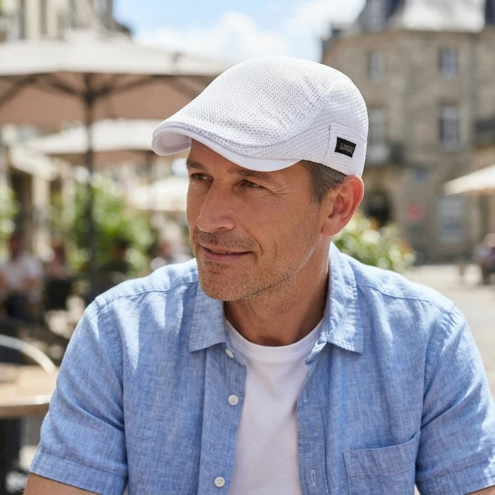 Men's Cotton Flat Cap with Mesh Ventilation Adjustable 58-59 cm 1