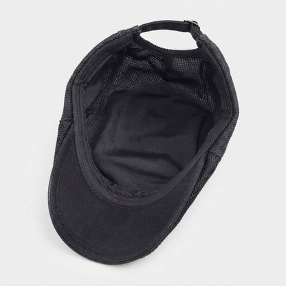 Men's Cotton Flat Cap with Mesh Ventilation Adjustable 58-59 cm 4