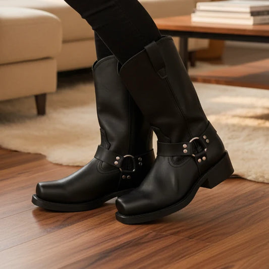 Men's Harness Boots Waterproof PU Leather Oil-Resistant Sole 0