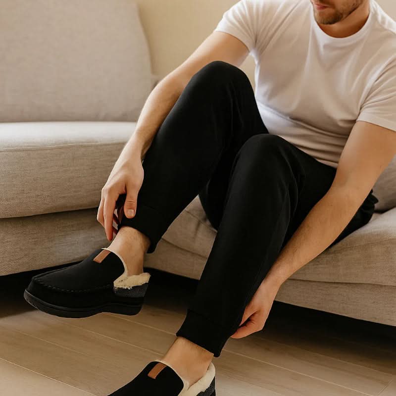 Men's Slip-On Loafers Warm Synthetic Wool Indoor Shoes 2