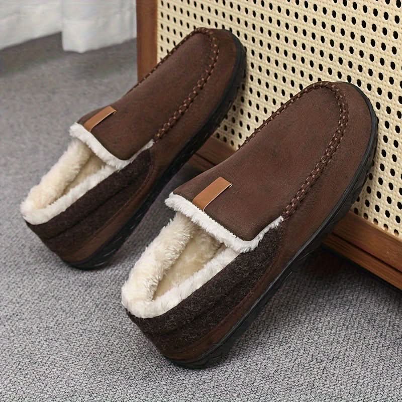 Men's Slip-On Loafers Warm Synthetic Wool Indoor Shoes 6