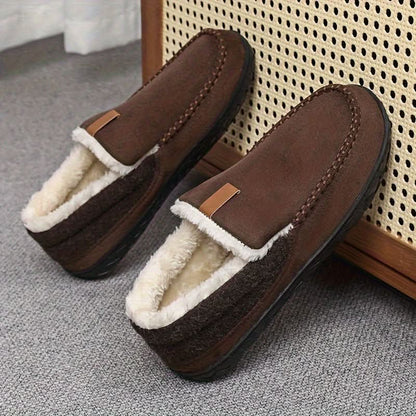 Men's Slip-On Loafers Warm Synthetic Wool Indoor Shoes 6