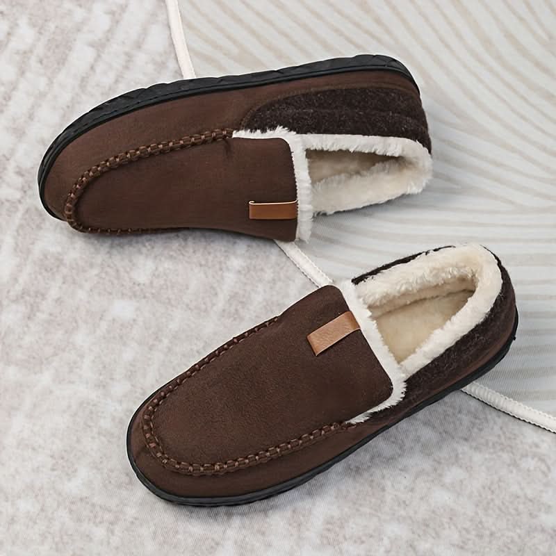 Men's Slip-On Loafers Warm Synthetic Wool Indoor Shoes 9