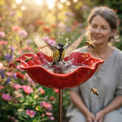 Metal Bird Bath Poppy Design | Garden and Balcony Decor 1