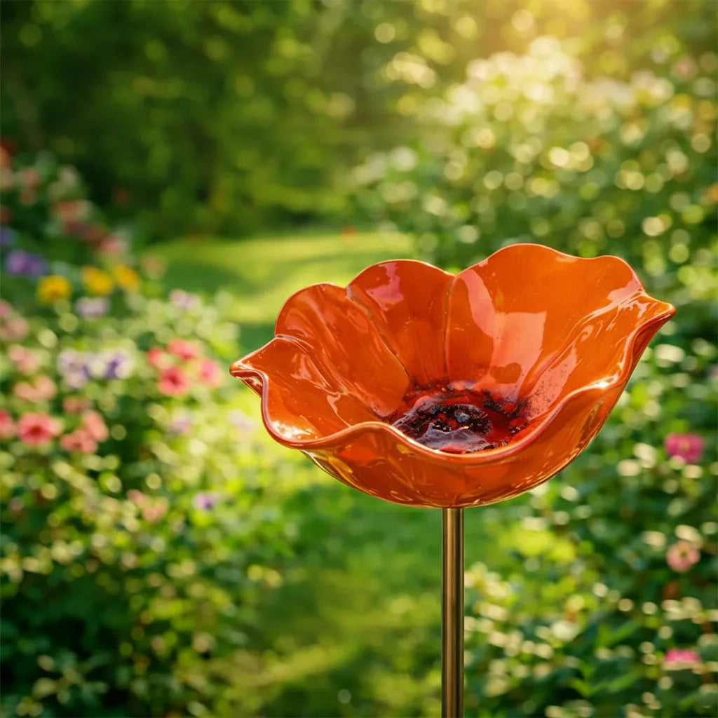 Metal Bird Bath Poppy Design | Garden and Balcony Decor 10